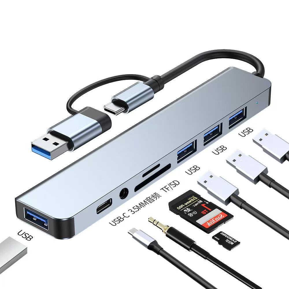 8 PORT 2 IN1 USB 3.0 AND 2.0 USB C TF/SD AND AUDIO