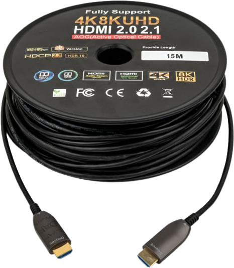 Fiber Hdmi Cable 2.0/2.1 Aoc(active Optical Cable) 30awg Copper Support 4k 8k Uhd 15M