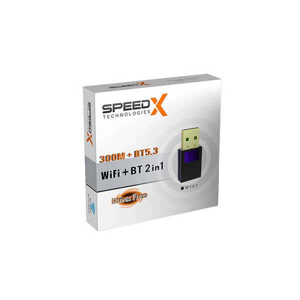 Speedx Alfa W107 (2-in-1) WiFi + Bluetooth 5.3 USB Adapter – 300Mbps Plug and Play