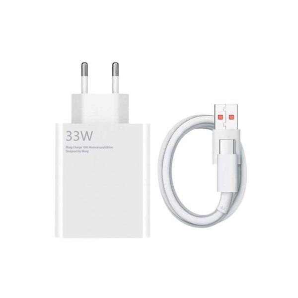 Xiaomi 33W QC 3.0 Fast Wall Charger (EU Plug) with USB Cable – Turbo Quick Charging Adapter