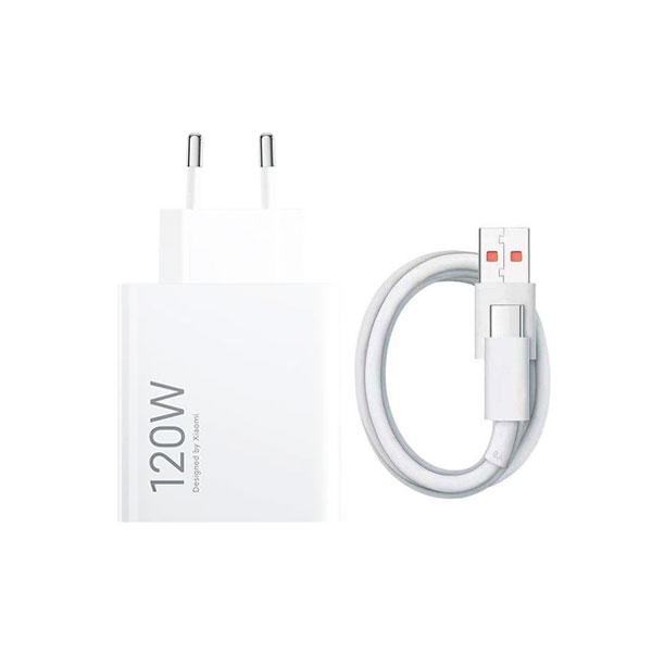 Xiaomi 120W HyperCharge Fast Wall Charger (EU Plug) with USB Cable – QC 3.0 Turbo Charging Adapter